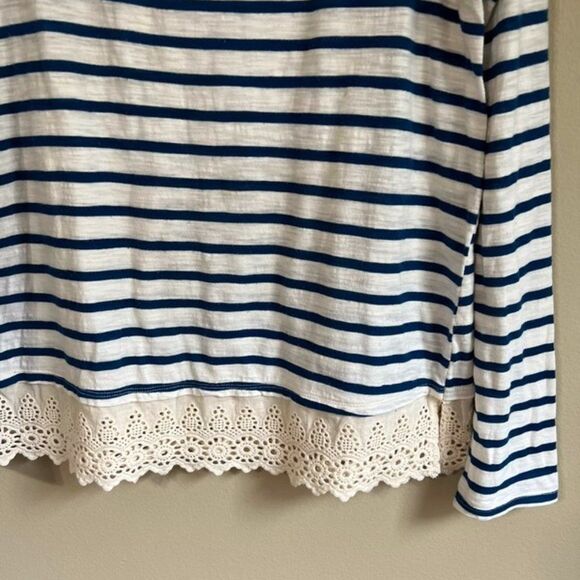 Little Yellow Button medium blue and white striped top - Picture 3 of 6